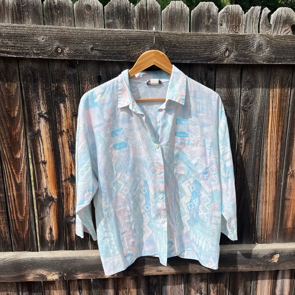 Style Trix • Pastel Patterned Button-Up Shirt